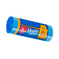 Мешки для мусора 20 л, синие, в рулоне 30 шт., ПНД, 8 мкм, 500х400 мм, Comfort, М0017 (МН 20-30с) в Дзержинске