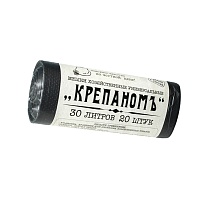 Мешки для мусора 30 л, черные, в рулоне 20 шт., ПНД, 7 мкм, 560х440 мм, Крепаномъ, 4607075710580 в Дзержинске