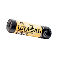 Мешки для мусора 30 л, черные, в рулоне 30 шт., ПНД, 7 мкм, 600х500 мм, ШМЕЛЬ, 4625 в Дзержинске