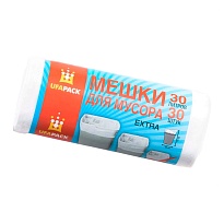 Мешки для мусора 30 л, белые, в рулоне 30 шт., ПНД, 5 мкм, 560х480 мм, Эконом, МЭ2585 (МНЭ 30-30б) в Дзержинске