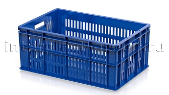 Ящик для молока, мяса, овощей и фруктов большая перфорация дно сплошное синий в Дзержинске