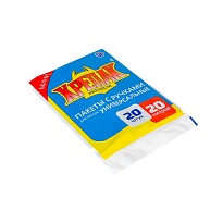 Мешки для мусора 20 л, с ручками, черные, в пачке 20 шт., ПНД, 10 мкм, 550х440 мм, Крепак, 4607075710085 в Дзержинске