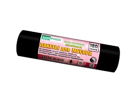 Мешки для мусора 180 л, ароматизированные, черные, в рулоне 10 шт., ПВД, 50 мкм, 1100х930 мм, EXTRA black, 18008301 в Дзержинске
