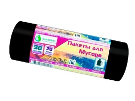 Мешки для мусора 30 л, черные, в рулоне 20 шт., ПНД, 7 мкм, 600х500 мм, MIRPACK Classik, 302040 в Дзержинске