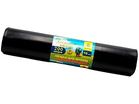 Мешки для мусора 200 л, ароматизированные, черные, в рулоне 10 шт., ПВД, 100 мкм, 1200х800 мм, Добрыня, Dob20010black в Дзержинске