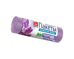 Мешки для мусора 60 л, ароматизированные, Лаванда, сиреневые, в рулоне 20 шт., ПНД, 9 мкм, 650х550 мм, GRIFON Aroma, 101-023 La в Дзержинске