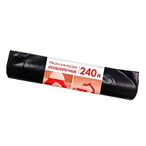 Мешки для мусора 240 л, черные, в рулоне 10 шт., ПВД 100 мкм, 1350х900 мм, Концепция Быта, 603887 в Дзержинске