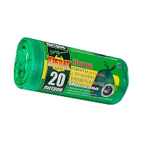 Мешки для мусора 20 л, биоразлагаемые, с ручками, черные, в рулоне 30 шт., ПНД, 10 мкм, 550х440 мм, Крепак, 4607075710047 в Дзержинске