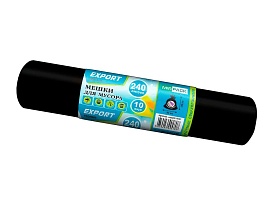 Мешки для мусора 240 л, черные, в рулоне 10 шт., ПВД 80 мкм, 1300х930 мм, EXPORT, exp 24010167 в Дзержинске