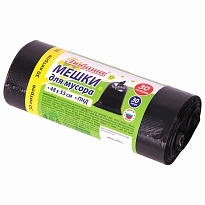 Мешки для мусора 30 л, черные, в рулоне 30 шт., ПНД, 7 мкм, 550х480 мм, Любаша, 608089 в Дзержинске