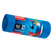 Мешки для мусора 160 л, с ушками, синие, в рулоне 10 шт., ПВД, 30 мкм, 1250х900 мм, PACLAN Multitop, 604064 в Дзержинске