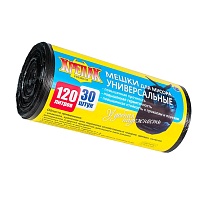 Мешки для мусора 120 л, черные, в рулоне 30 шт., ПНД, 15 мкм, 1100х700 мм, Крепак, 4607075710122 в Дзержинске