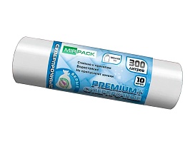 Мешки для мусора 300 л, белые, в рулоне 10 шт., ПВД 70 мкм, 1400х1000 мм, PREMIUM+, 300101602 в Дзержинске