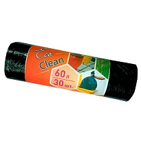 Мешки для мусора 60 л, черные, в рулоне 30 шт., ПНД, 6 мкм, 640х580 мм, Концепция Быта EcoClean, 603890 в Дзержинске