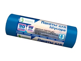 Мешки для мусора 30 л, синие, в рулоне 20 шт., ПНД, 7 мкм, 600х500 мм, MIRPACK Classik, 302041 в Дзержинске