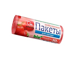 Мешки для мусора 30 л, ароматизированные, Клубника, красные, в рулоне 20 шт., ПНД, 9 мкм, 560х530 мм, GRIFON Aroma, 101-020 K в Дзержинске