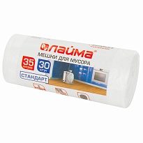 Мешки для мусора 35 л, белые, в рулоне 30 шт., ПНД, 6 мкм, 550х480 мм, LAIMA, 605538 в Дзержинске