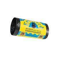 Мешки для мусора 20 л, с ушками, черные, в рулоне 30 шт., ПНД, 10 мкм, 550х440 мм, Крепакоф, 4607075710221 в Дзержинске