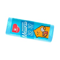 Мешки для мусора 30 л, синие, в рулоне 30 шт., ПНД, 5 мкм, 560х480 мм, Эконом, МЭ3841 (ПМ-30-30) в Дзержинске